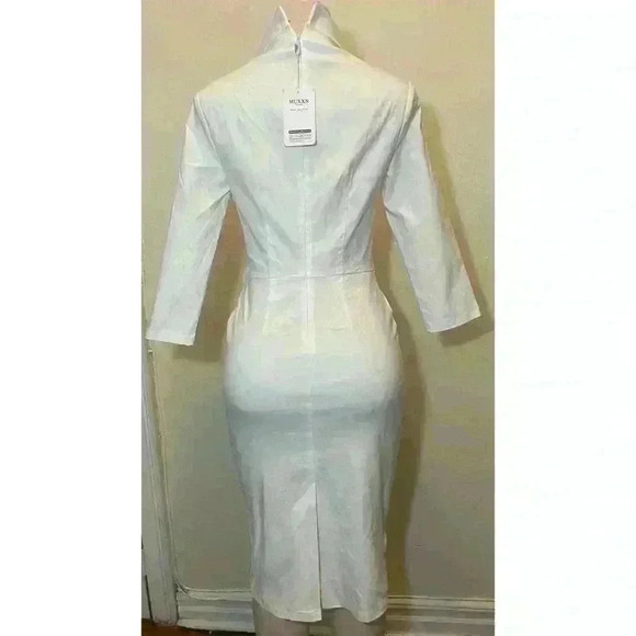 NWT MUXXN Women's 1950s Elegant Collar 3/4 Sleeve Evening Cocktail Dress Size M - Picture 4 of 7